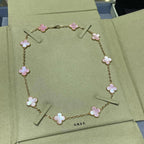[Luxe]CLOVER 10 MOTIFS PINK MOP NECKLACE