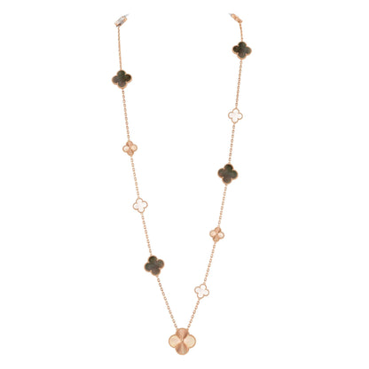 [Luxe]DETACHABLE CLOVER 15(11+4) FLOWER ROSE GOLD NECKLACE SET