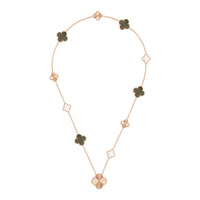 [Luxe]DETACHABLE CLOVER 15(11+4) FLOWER ROSE GOLD NECKLACE SET