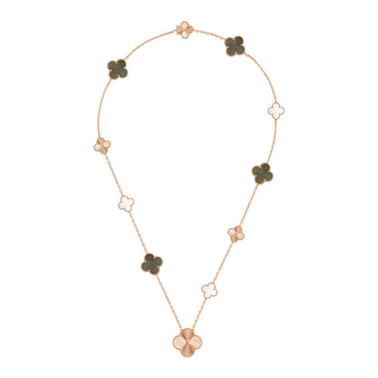 [Luxe]DETACHABLE CLOVER 15(11+4) FLOWER ROSE GOLD NECKLACE SET