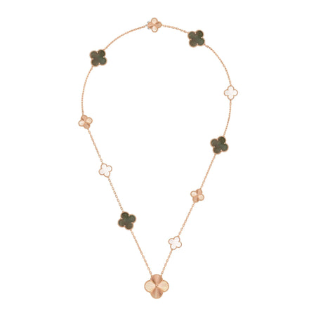 [Luxe]DETACHABLE CLOVER 15(11+4) FLOWER ROSE GOLD NECKLACE SET