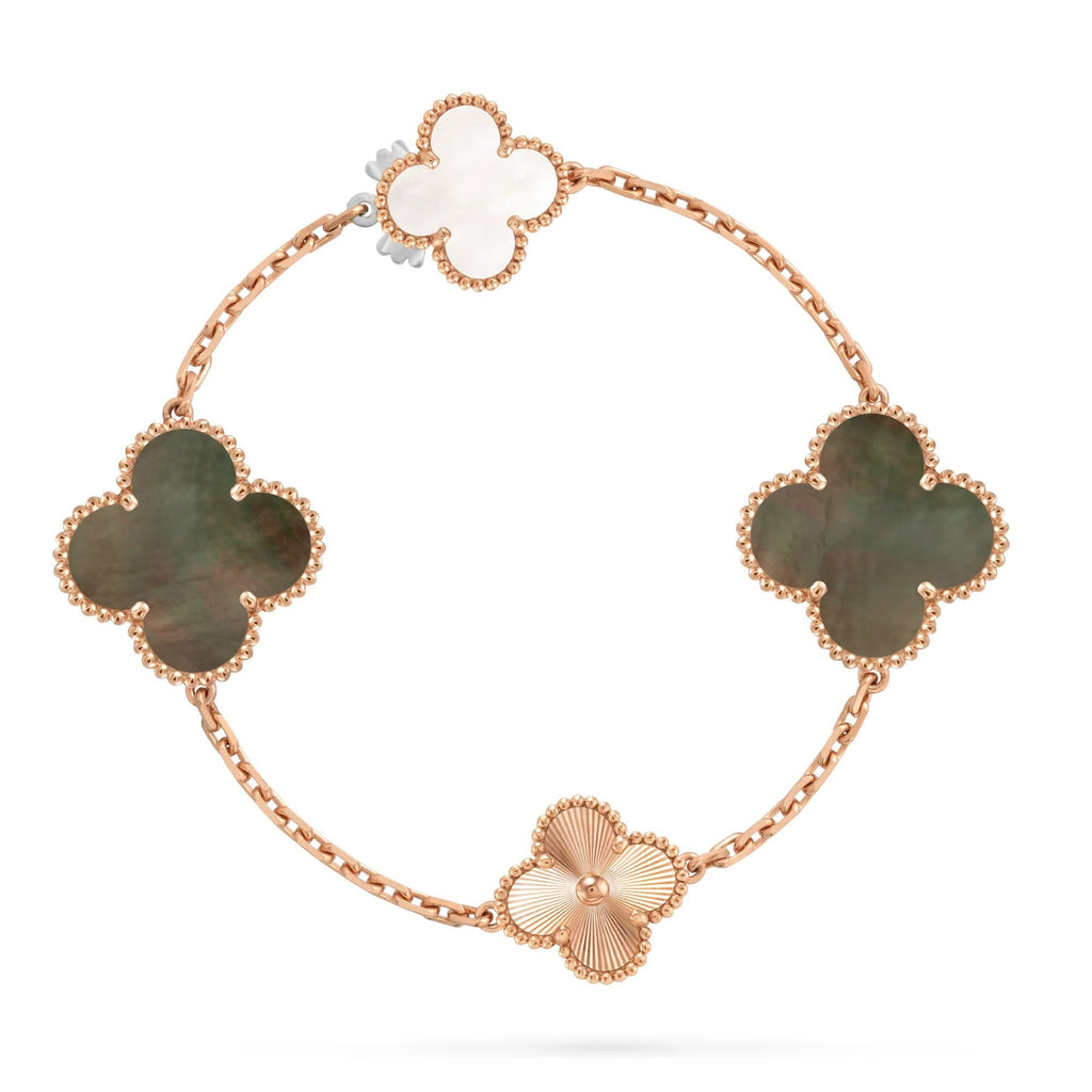 [Luxe]DETACHABLE CLOVER 15(11+4) FLOWER ROSE GOLD NECKLACE SET
