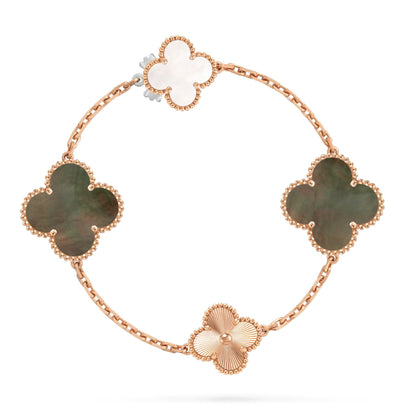 [Luxe]DETACHABLE CLOVER 15(11+4) FLOWER ROSE GOLD NECKLACE SET