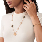 [Luxe]DETACHABLE CLOVER 15(11+4) FLOWER ROSE GOLD NECKLACE SET