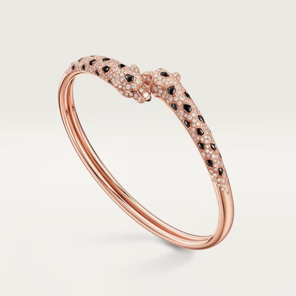 [Luxe Jewelry]PANTHERE DOUBLE HEADED HALF DIAMOND OPEN BRACELET