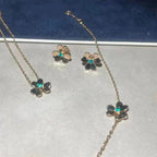 [Luxe]FRIVOLE  FLOWER MALACHITE EARRINGS