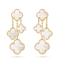 [Luxe]CLOVER EARRINGS WHITE MOP 4 MOTIFS GOLD