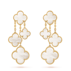 [Luxe]CLOVER EARRINGS WHITE MOP 4 MOTIFS GOLD