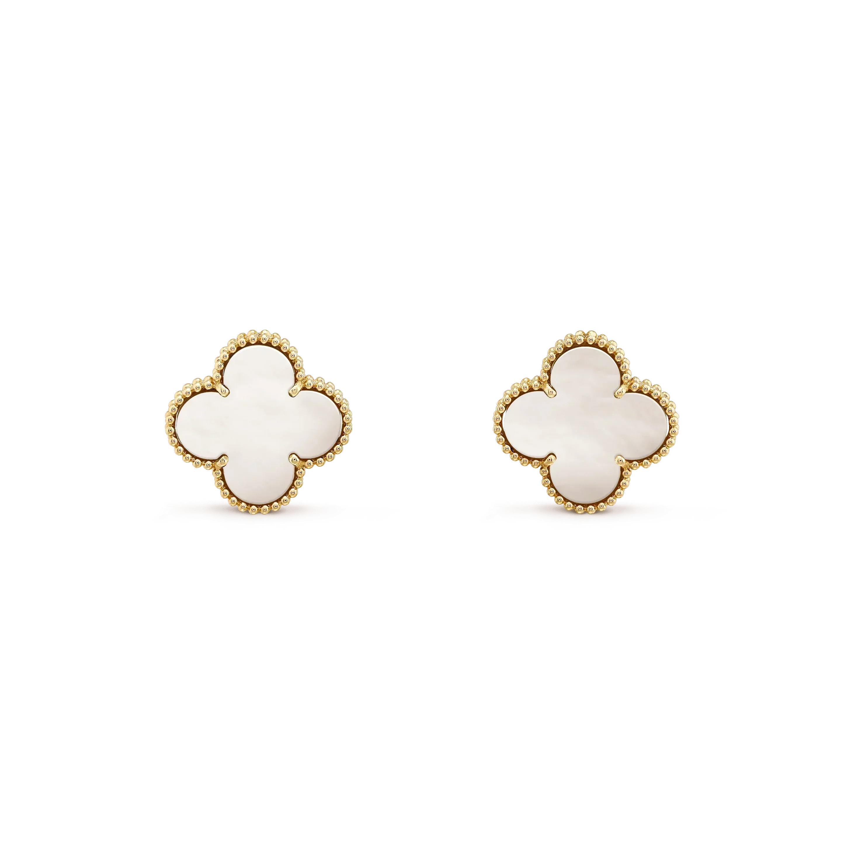 [Luxe]CLOVER MEDIUM 1 MOTIFS  WHITE MOP STUD EARRINGS