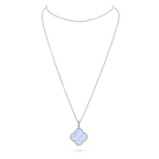[Luxe]CLOVER SILVER CHALCEDONY BIG CLOVER NECKLACE