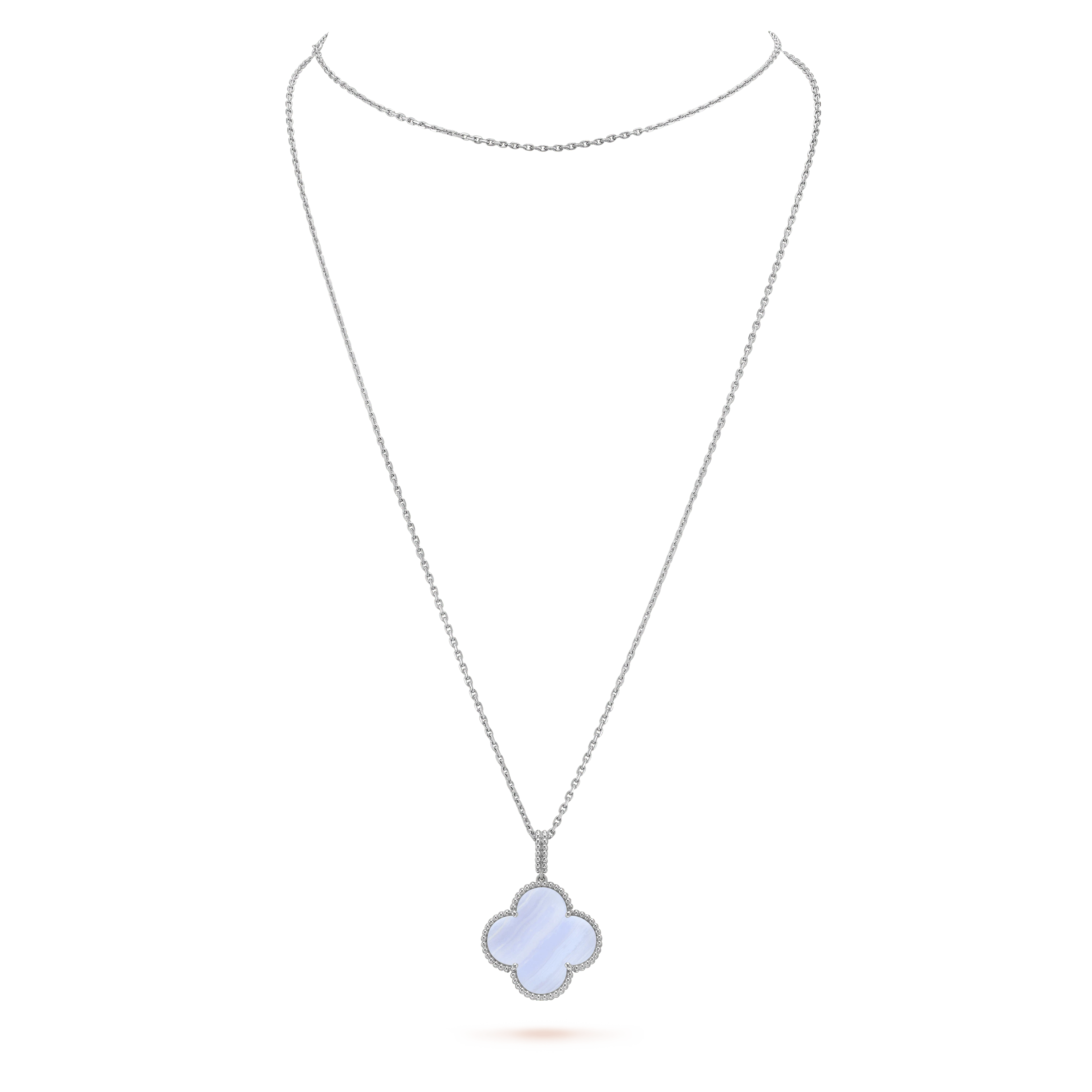 [Luxe]CLOVER SILVER CHALCEDONY BIG CLOVER NECKLACE