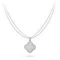 [Luxe]CLOVER 25MM SILVER FULL DIAMOND BIG CLOVER NECKLACE