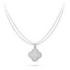 [Luxe]CLOVER 25MM SILVER FULL DIAMOND BIG CLOVER NECKLACE