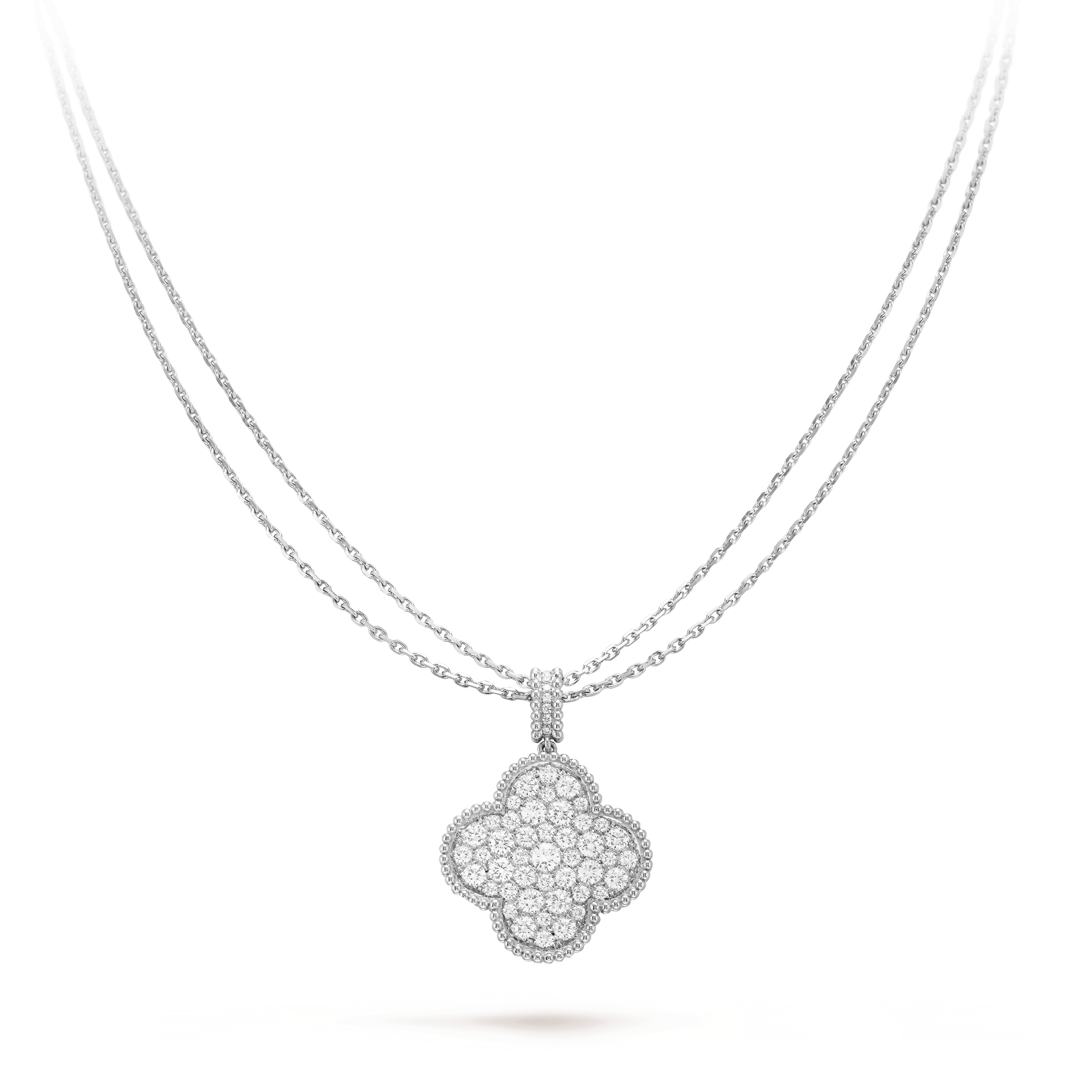 [Luxe]CLOVER 25MM SILVER FULL DIAMOND BIG CLOVER NECKLACE