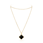 [Luxe]CLOVER 25MM GOLD ONYX BIG CLOVER NECKLACE