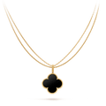 [Luxe]CLOVER 25MM GOLD ONYX BIG CLOVER NECKLACE