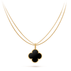 [Luxe]CLOVER 25MM GOLD ONYX BIG CLOVER NECKLACE