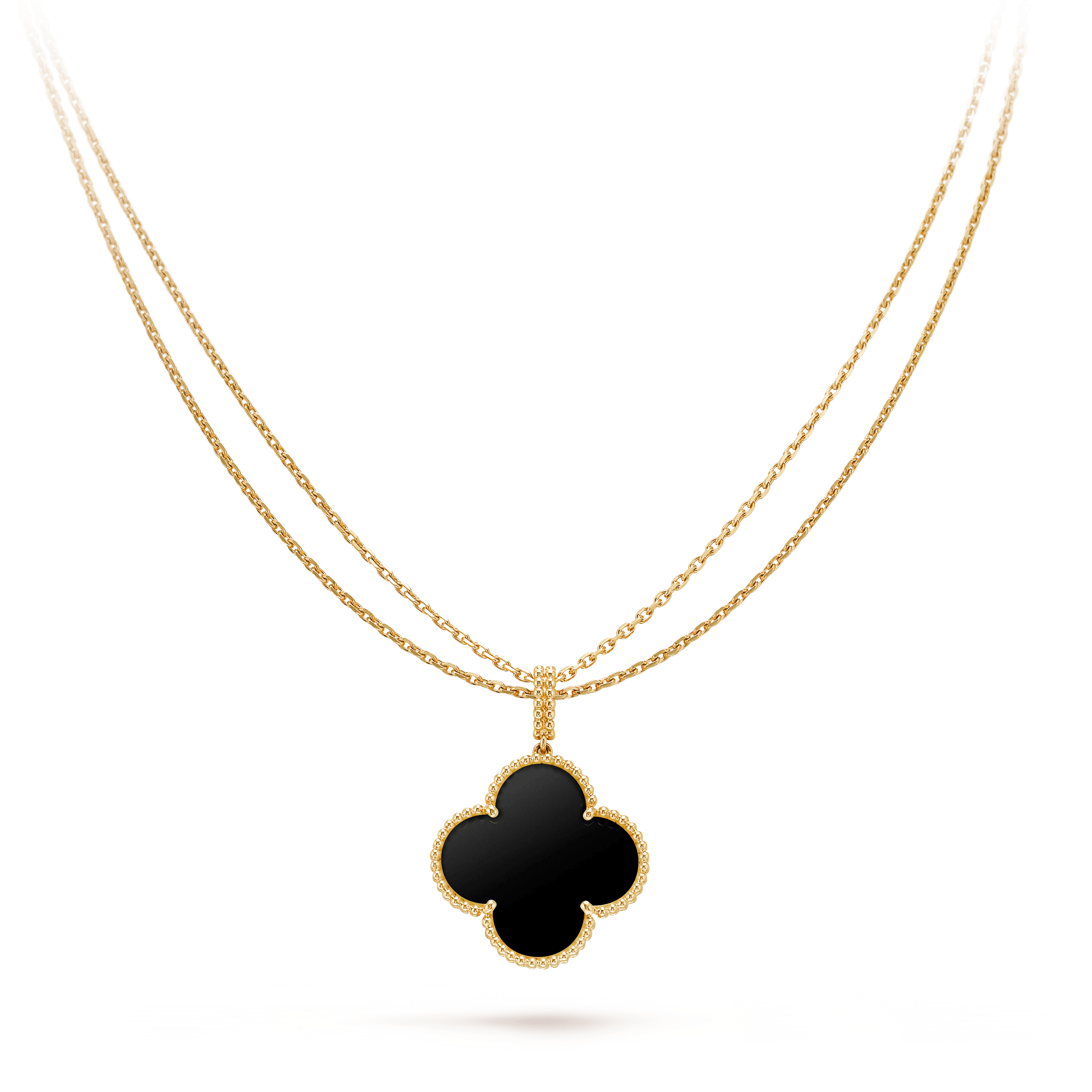 [Luxe]CLOVER 25MM GOLD ONYX BIG CLOVER NECKLACE