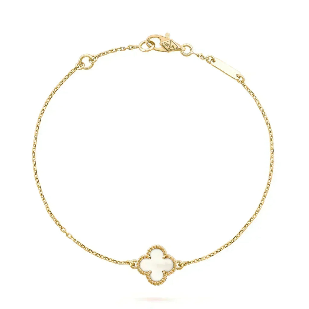 [LUXE] Clover White Mother-of-Pearl & JUSTE Bracelet Stack Set