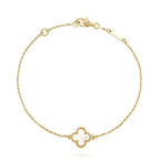 [LUXE] Clover White Mother-of-Pearl & JUSTE Bracelet Stack Set