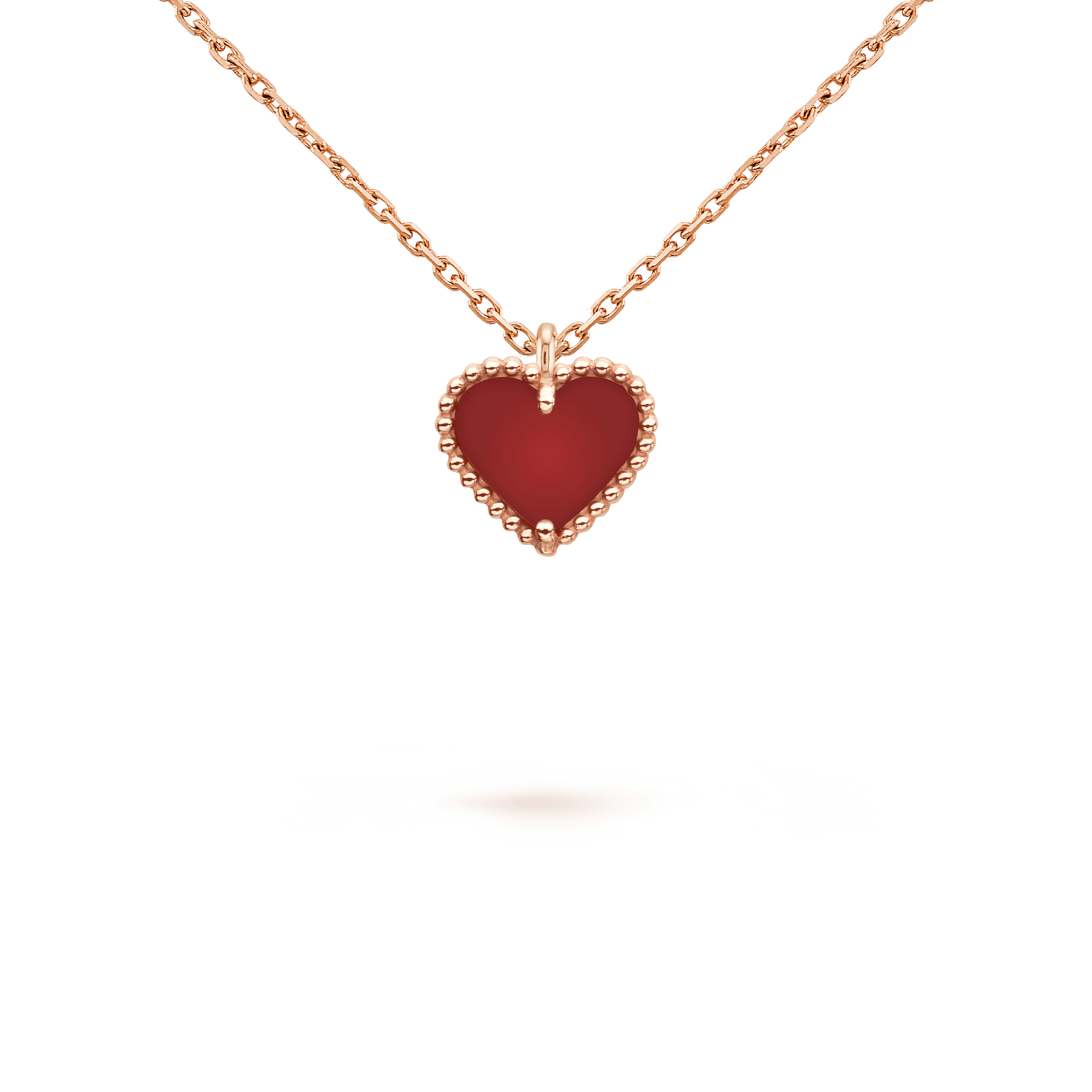 [Luxe]SWEET CLOVER CARNELIAN HEART NECKLACE