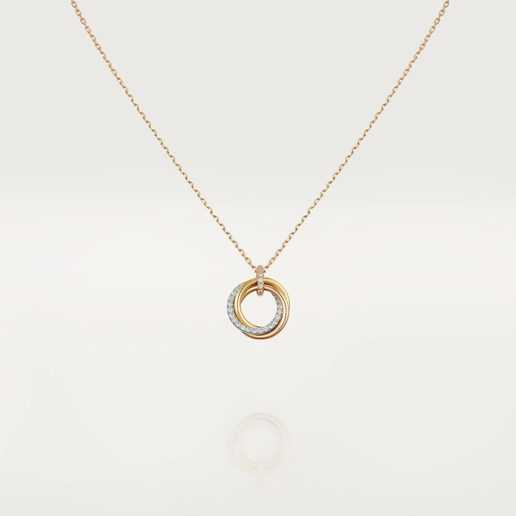[Luxe]TRINITY NECKLACE SILVER GOLD PINK GOLD DIAMONDS