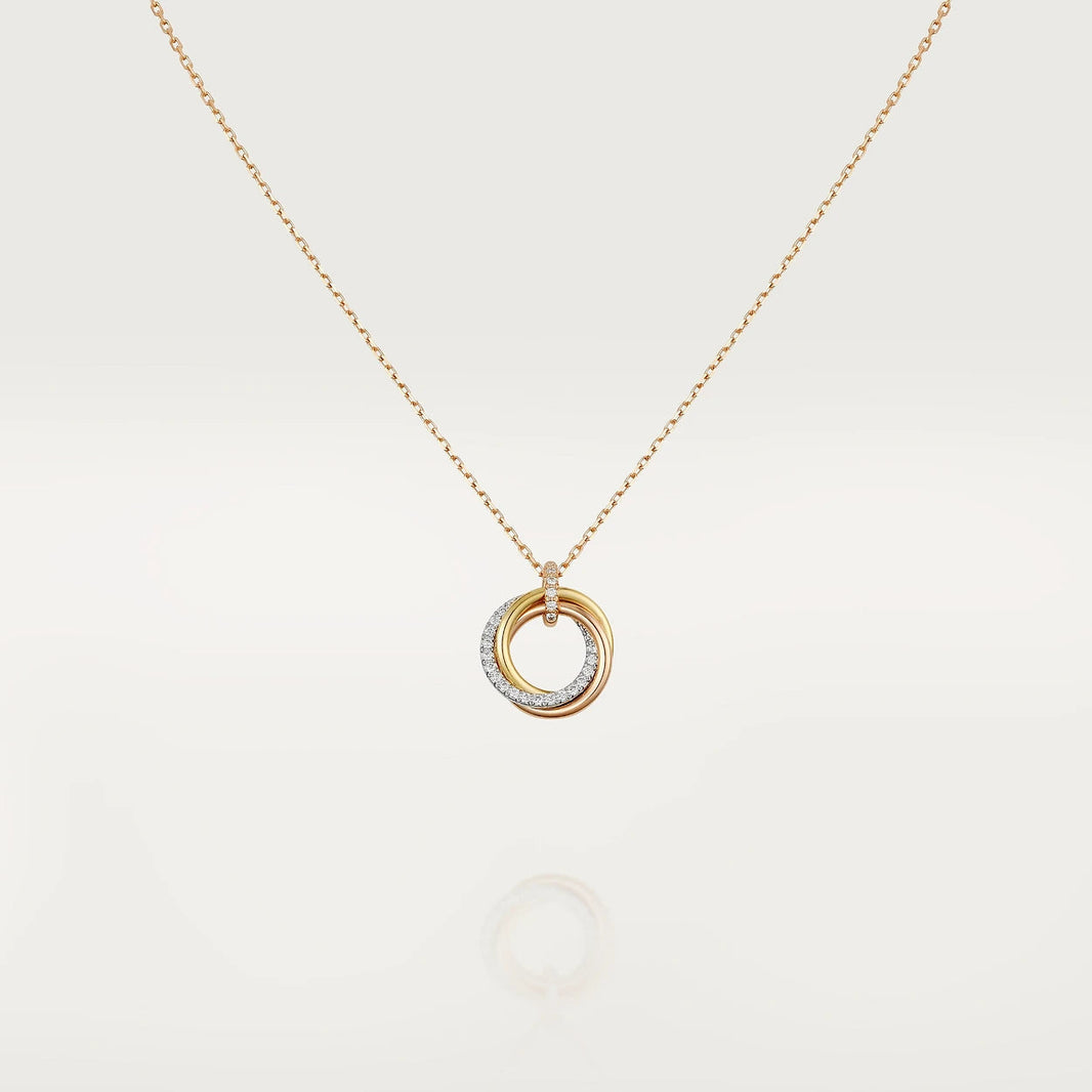 [Luxe]TRINITY NECKLACE SILVER GOLD PINK GOLD DIAMONDS