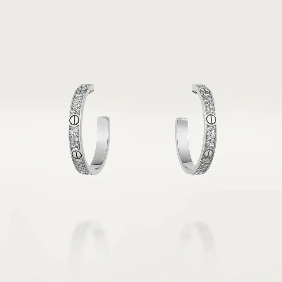 [Luxe Jewelry]LOVE EARRINGS 3.6MM DIAMOND PAVED