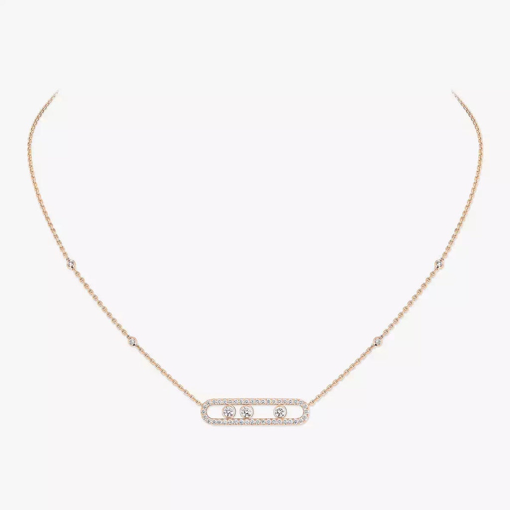 [LUXE] Move Pave_ Rose Gold Diamond Necklace
