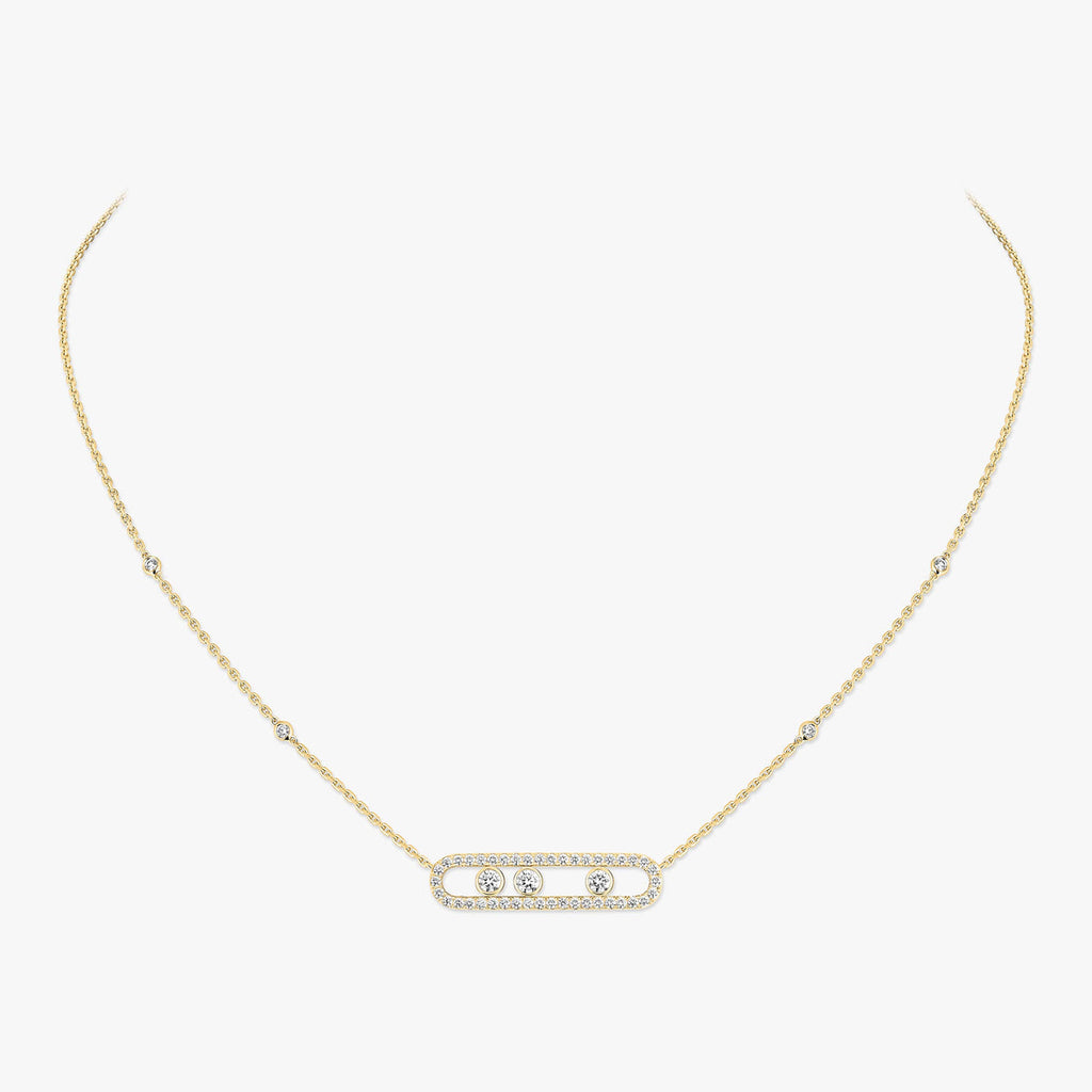[LUXE] Move Pave_ Rose Gold Diamond Necklace