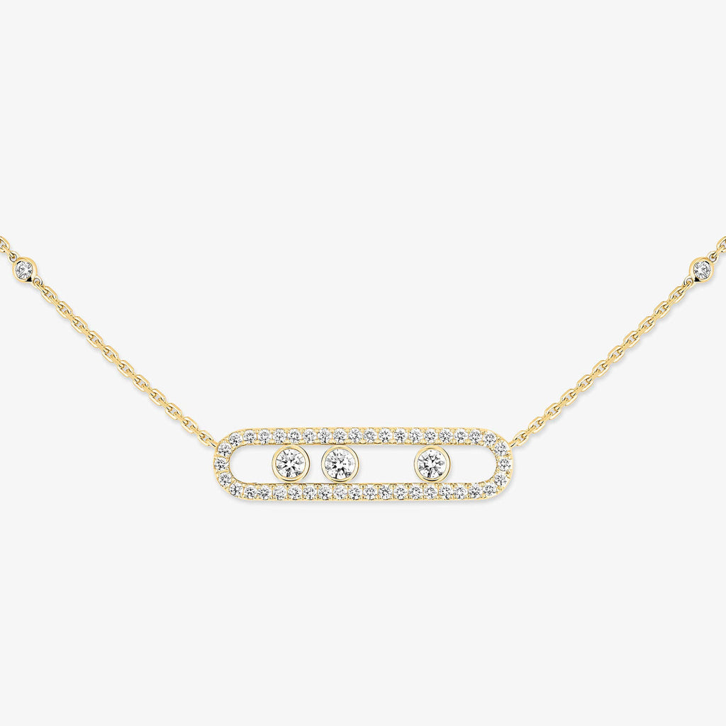 [LUXE] Move Pave_ Rose Gold Diamond Necklace
