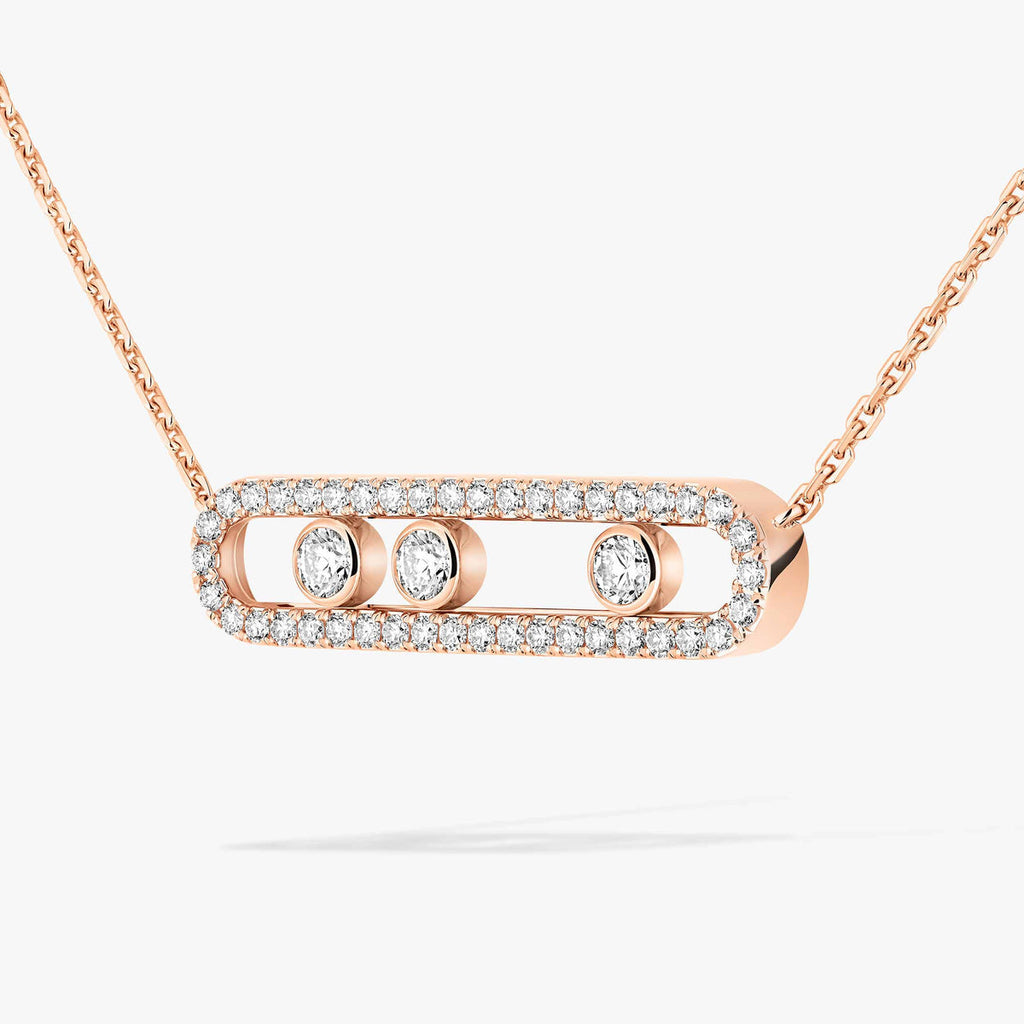 [LUXE] Move Pave_ Rose Gold Diamond Necklace