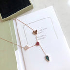 [Luxe]LUCKY SPRING 4 MOTIFS ROSE GOLD NECKLACE