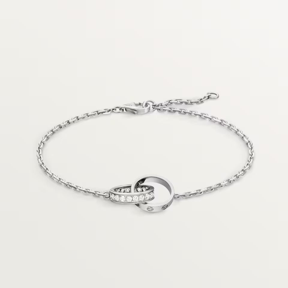 [Luxe Jewelry]LOVE DOUBLE RING HALF DIAMOND BRACELET