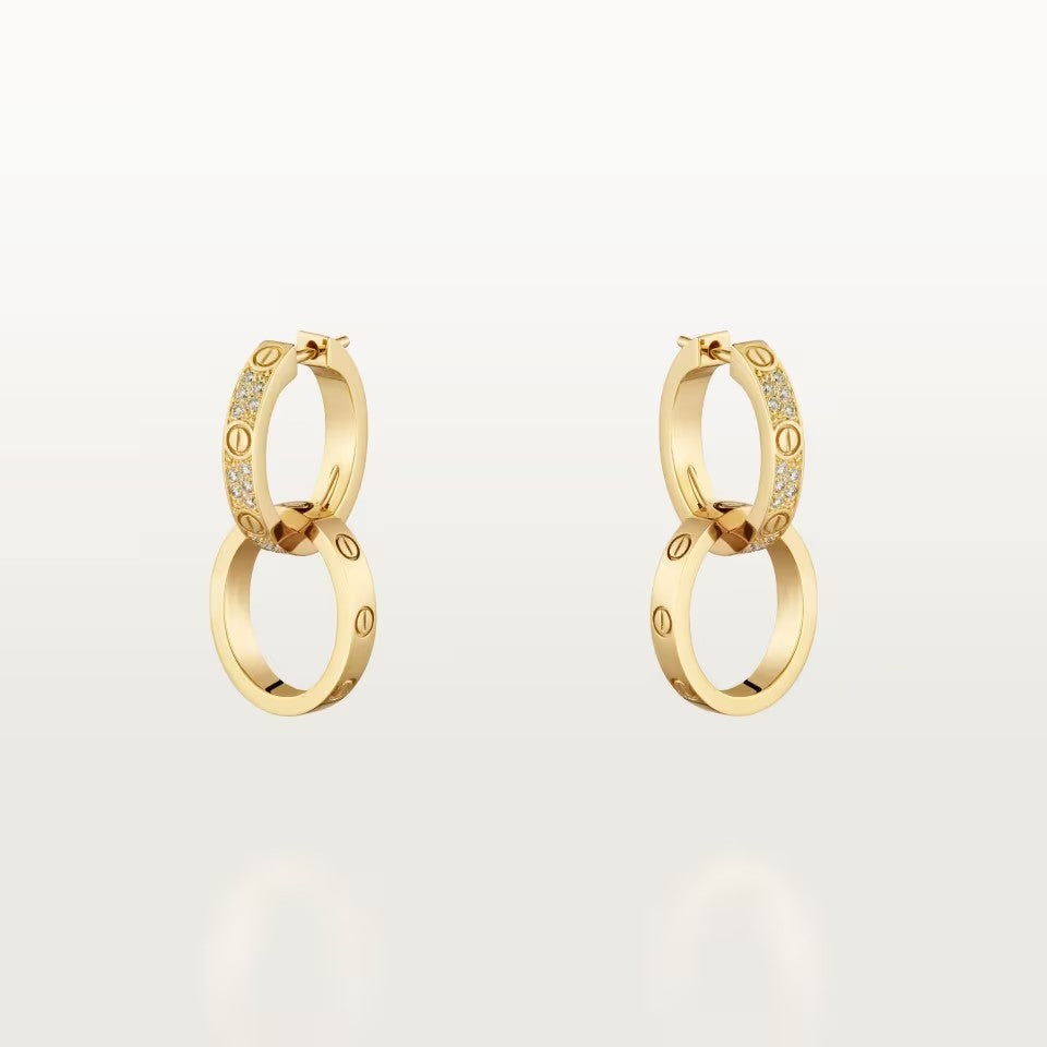 [Luxe Jewelry]LOVE 3.3MM DANGLE HALF DIAMOND EARRINGS